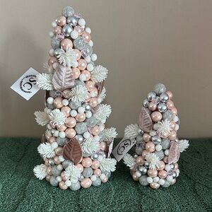 Salzburg Creations Holiday Christmas Trees Pink Ivory Silver Beautiful! NEW!